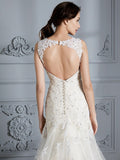 Trumpet/Mermaid Sweetheart Sleeveless Lace Court Train Wedding Dresses TPP0006495