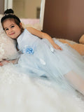 A-Line/Princess Tulle Hand-Made Flower Scoop Sleeveless Ankle-Length Flower Girl Dresses TPP0007547