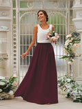 A-Line/Princess Chiffon Ruffles Scoop Sleeveless Floor-Length Bridesmaid Dresses TPP0004949