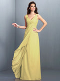 A-Line/Princess Straps Pleats Sleeveless Long Chiffon Bridesmaid Dresses TPP0002855