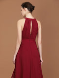 A-Line/Princess Straps Chiffon Ruched Floor-Length Sleeveless Bridesmaid Dresses TPP0005557