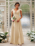 A-Line/Princess Chiffon Ruffles V-neck Sleeveless Sweep/Brush Train Bridesmaid Dresses TPP0004927