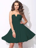 A-Line/Princess Sweetheart Ruffles Sleeveless Short Chiffon Bridesmaid Dresses TPP0005699