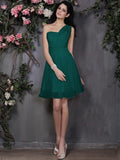 A-Line/Princess One-Shoulder Sleeveless Pleats Short Chiffon Bridesmaid Dresses TPP0005719