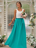 A-Line/Princess Chiffon Ruffles Scoop Sleeveless Floor-Length Bridesmaid Dresses TPP0004949