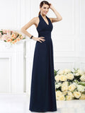 A-Line/Princess Halter Pleats Sleeveless Long Chiffon Bridesmaid Dresses TPP0005502