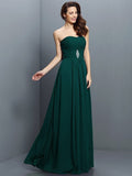 A-Line/Princess Strapless Pleats Sleeveless Long Chiffon Bridesmaid Dresses TPP0005391