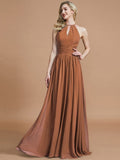 A-Line/Princess Chiffon Scoop Sleeveless Floor-Length Bridesmaid Dresses TPP0005219