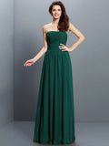 A-Line/Princess Strapless Pleats Sleeveless Long Chiffon Bridesmaid Dresses TPP0005318