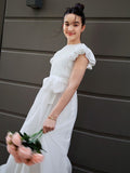 A-Line/Princess Chiffon Ruffles Scoop Short Sleeves Floor-Length Junior/Girls Bridesmaid Dresses TPP0005874