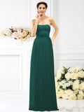 A-Line/Princess Strapless Hand-Made Flower Sleeveless Long Chiffon Bridesmaid Dresses TPP0005309