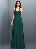 A-Line/Princess Halter Pleats Sleeveless Long Chiffon Bridesmaid Dresses TPP0005390