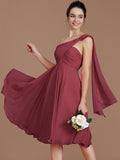 A-Line/Princess One-Shoulder Sleeveless Ruched Short/Mini Chiffon Bridesmaid Dresses TPP0005025