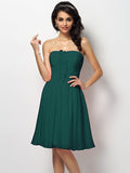 A-Line/Princess Strapless Pleats Sleeveless Short Chiffon Bridesmaid Dresses TPP0005762