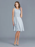 A-Line/Princess Scoop Ruffles Chiffon Knee-Length Sleeveless Mother of the Bride Dresses TPP0007224