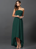 A-Line/Princess Strapless Sleeveless High Low Chiffon Bridesmaid Dresses TPP0005340