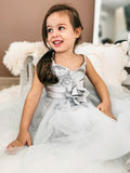 A-Line/Princess Tulle Sequin Spaghetti Straps Sleeveless Tea-Length Flower Girl Dresses TPP0007485