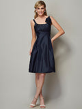 A-Line/Princess Straps Sleeveless Pleats Short Taffeta Bridesmaid Dresses TPP0005769