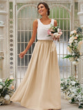 A-Line/Princess Chiffon Ruffles Scoop Sleeveless Floor-Length Bridesmaid Dresses TPP0004949