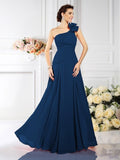 A-Line/Princess One-Shoulder Pleats Sleeveless Long Chiffon Bridesmaid Dresses TPP0005496