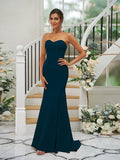 Trumpet/Mermaid Stretch Crepe Ruffles Strapless Sleeveless Sweep/Brush Train Bridesmaid Dresses TPP0004906