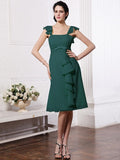 A-Line/Princess Straps Sleeveless Ruffles Ruched Short Chiffon Bridesmaid Dresses TPP0005834