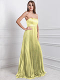 A-Line/Princess Strapless Sleeveless Ruffles Long Chiffon Bridesmaid Dresses TPP0005555