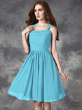 A-line/Princess Straps Ruffles Sleeveless Short Chiffon Bridesmaid Dresses TPP0005517