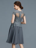 A-Line/Princess V-neck Chiffon Applique Sleeveless Knee-Length Mother of the Bride Dresses TPP0007297