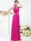 A-Line/Princess Halter Pleats Sleeveless Long Chiffon Bridesmaid Dresses TPP0005502