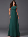 A-Line/Princess Scoop Ruffles Sleeveless Long Chiffon Bridesmaid Dresses TPP0005023