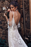 Ivory Bohemian Scoop Neckline Open Back Lace Wedding Dress