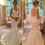 Deep V Neck Backless Vintage Mermaid Sleeveless Wedding Dresses Bridal Dresses