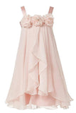 Princess Pink A-Line Chiffon Sleeveless Floor-Length Flower Girl Dress