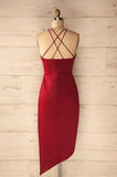 A Line Spaghetti Straps V Neck Simple Cheap Red Short Homecoming Dresses