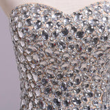 Sexy Mermaid Rhinestone Sweetheart Chiffon Sleeveless Slit Long Prom Dresses