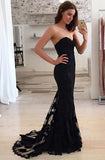 Mermaid Sexy Sweetheart Strapless Lace Sleeveless Popular Long Evening Dresses