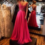 Pd407 Charming Appliques A-Line Prom Dress Chiffon Prom Dress Long Prom