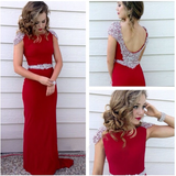 Long Prom Dress Red Prom Dress Party Chiffon Prom Dress Sheath Evening Dress Gown