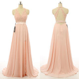 Charming V-Neck Backless Ivory Lace Front Slit Long Open Back Formal Women Dress