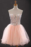 Sweetheart Beading Tulle Sleeveless Short Cocktail Dress Charming Homecoming Dresses