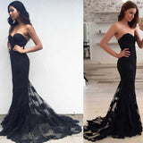 Mermaid Sexy Sweetheart Strapless Lace Sleeveless Popular Long Evening Dresses