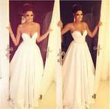 Simple Spaghetti Straps Satin White Long Ruffled Long Graduation Dresses Wedding Dress