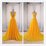 Backless Prom Gown Open Back Chiffon Evening Dress