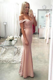 Lace Elastic Satin Off-the-shoulder Mermaid Sweetheart Floor-length Ruffles Prom Dresses