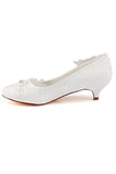 Lace White Lower Heel Evening Shoes Wedding Shoes