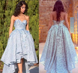 Unique Lace Sweetheart High Low Ball Gown Prom Dresses For Teens Graduation Dresses