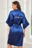 Ready Satin Royal Blue Robe for Bridesmaid