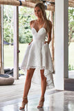 Cute Sweetheart High Low Lace Spaghetti Straps with Pocket Homecoming Dresses