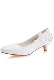 White Lace Sequins Wedding Shoes Lower heel Evening Shoes